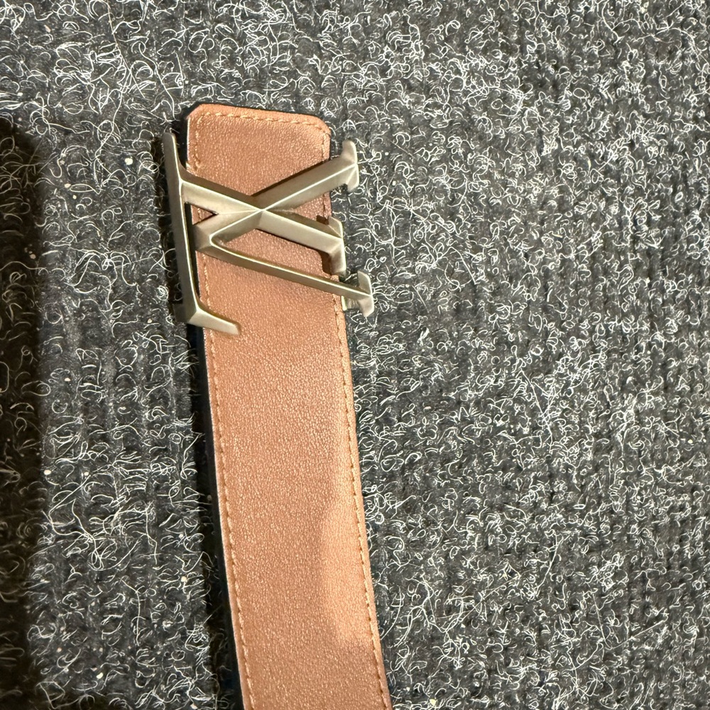 Men's Louis Vuitton Tan Leather Belt with Silver LV Buckle